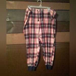 Old Navy Xl Women's Pink Plaid Fleece Cuffed Hem Warm Nightpants